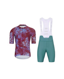 HOLOKOLO Cycling short sleeve jersey and shorts - RUSTLE - blue/bordeaux